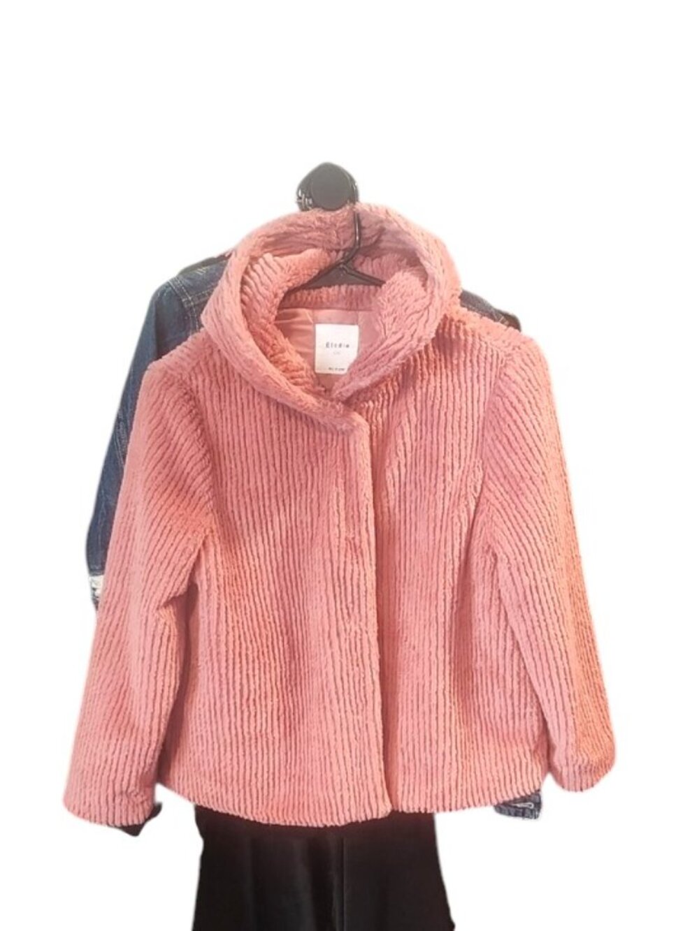 Elodie Plush Faux-Fur Hooded Teddy Jacket - Dusty Pink 18 PTP